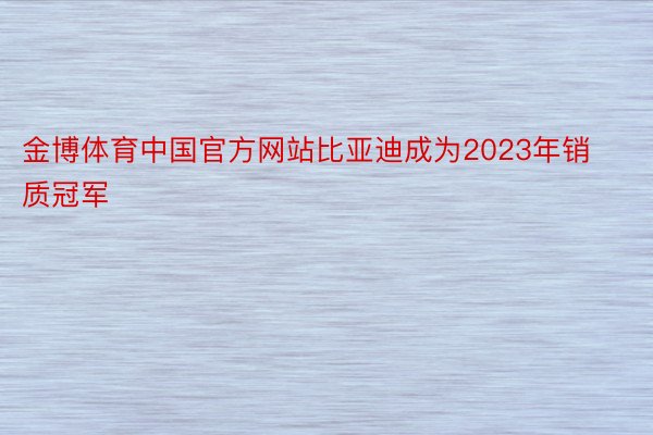 金博体育中国官方网站比亚迪成为2023年销质冠军