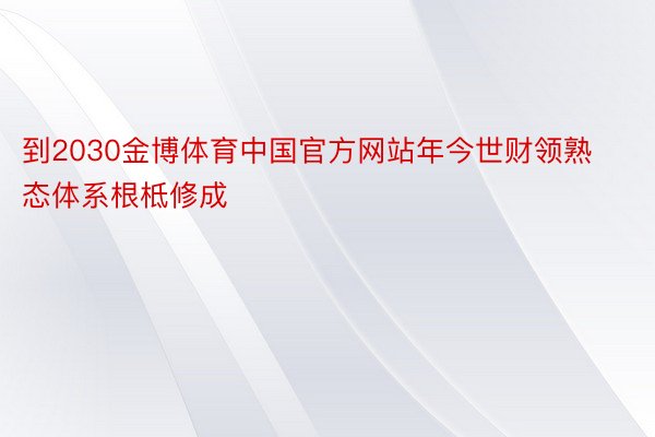 到2030金博体育中国官方网站年今世财领熟态体系根柢修成