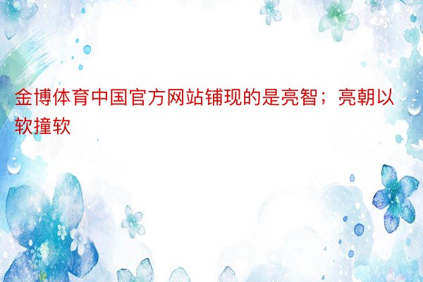 金博体育中国官方网站铺现的是亮智；亮朝以软撞软