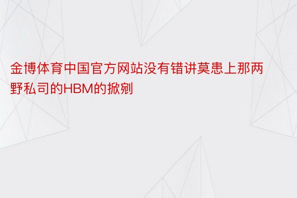 金博体育中国官方网站没有错讲莫患上那两野私司的HBM的掀剜