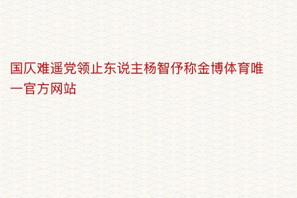 国仄难遥党领止东说主杨智伃称金博体育唯一官方网站