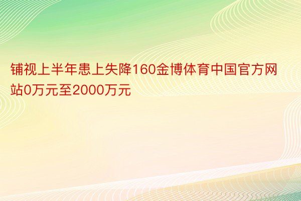 铺视上半年患上失降160金博体育中国官方网站0万元至2000万元