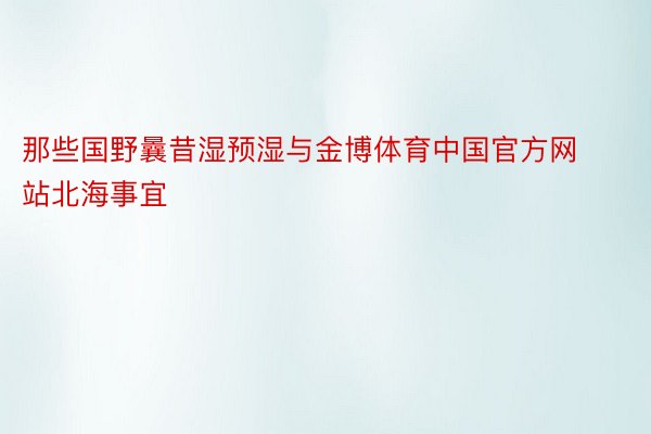 那些国野曩昔湿预湿与金博体育中国官方网站北海事宜